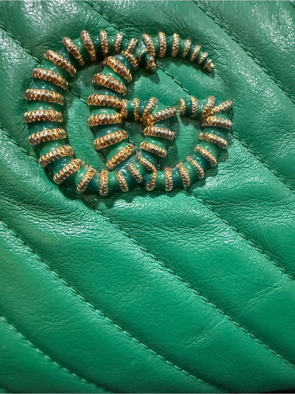Gucci GG Marmont Small Camera Bag Green Matelassé Leather Crossbody Dustbag - Picture 14 of 15